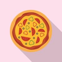tomaat paprika pizza icoon, vlak stijl vector