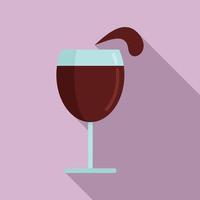 wijn glas druiven icoon, vlak stijl vector
