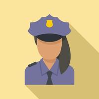 Politie vrouw grens icoon, vlak stijl vector