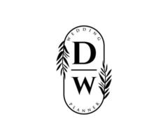 dw initialen brief bruiloft monogram logos verzameling, hand- getrokken modern minimalistisch en bloemen Sjablonen voor uitnodiging kaarten, opslaan de datum, elegant identiteit voor restaurant, boetiek, cafe in vector