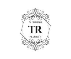 tr initialen brief bruiloft monogram logos verzameling, hand- getrokken modern minimalistisch en bloemen Sjablonen voor uitnodiging kaarten, opslaan de datum, elegant identiteit voor restaurant, boetiek, cafe in vector