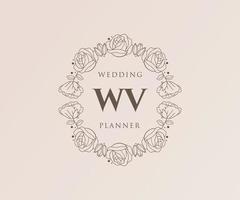 wv initialen brief bruiloft monogram logos verzameling, hand- getrokken modern minimalistisch en bloemen Sjablonen voor uitnodiging kaarten, opslaan de datum, elegant identiteit voor restaurant, boetiek, cafe in vector