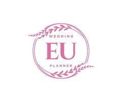 EU initialen brief bruiloft monogram logos verzameling, hand- getrokken modern minimalistisch en bloemen Sjablonen voor uitnodiging kaarten, opslaan de datum, elegant identiteit voor restaurant, boetiek, cafe in vector