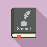 literair sonnet boek icoon, vlak stijl vector