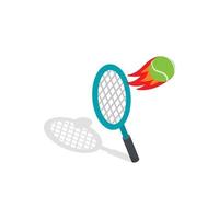 vliegend tennis bal icoon, isometrische 3d stijl vector