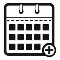 kalender deadline icoon, gemakkelijk zwart stijl vector