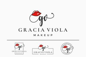 eerste brief gv g logo voor lip, kus, lippenstift, bedenken vector ontwerp verzameling