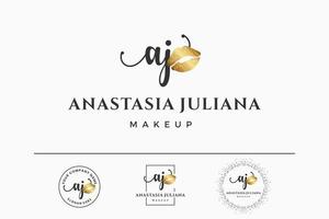 eerste brief aj een logo voor lip, kus, lippenstift, bedenken vector ontwerp verzameling