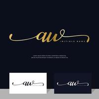 handschrift eerste van brief aw een w vrouwelijk en schoonheid logo ontwerp Aan goud kleur. vector