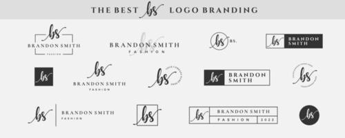 eerste gemakkelijk brief bs b logo monogram Aan zwart voor schoonheid, mode, fotografie ontwerp verzameling vector