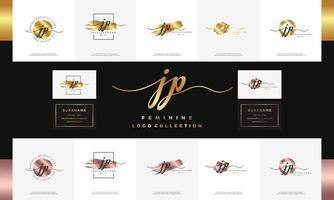 elegant luxe eerste brief jp j p handschrift goud logo ontwerp voor schoonheid, salon, massage, schoonheidsmiddelen of spa. vector