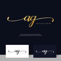 handschrift eerste van brief ag een g vrouwelijk en schoonheid logo ontwerp Aan goud kleur. vector