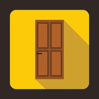 Gesloten houten deur icoon, vlak stijl vector
