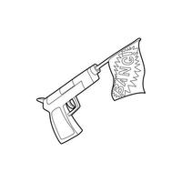 geweer met vlag speelgoed- icoon, schets stijl vector