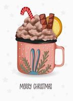 kop met winter heet drankje. cacao kerst.vector illustratie. vector