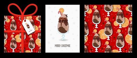 Kerstmis set, Kerstmis en nieuw jaar sjabloon reeks voor groet scrapbooken, Gefeliciteerd, uitnodigingen, labels, kaarten. vector illustratie.creatief artistiek Sjablonen met winter mokken.