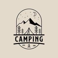 camping lijn kunst logo, met embleem icoon en symbool, vector illustratie ontwerp