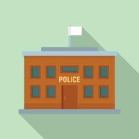 Politie gebouw icoon, vlak stijl vector