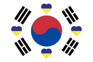 een hart geschilderd in de kleuren van de vlag van Oekraïne Aan de vlag van zuiden Korea. vector illustratie van een blauw en geel hart Aan de nationaal symbool.