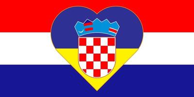 een hart geschilderd in de kleuren van de vlag van Oekraïne Aan de vlag van Kroatië. vector illustratie van een blauw en geel hart Aan de nationaal symbool.