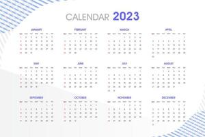 2023 kalender sjabloon, bewerkbare vector