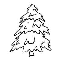 Kerstmis boom hand- getrokken clip art. net tekening. single element voor kaart, afdrukken, web, ontwerp, decor vector