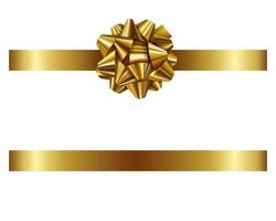 goud boog en lintje. geïsoleerd boog met lint voor Kerstmis en verjaardag decoraties vector