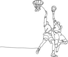 basketbal spelers lijn tekening vector illustratie.