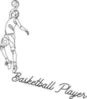 basketbal spelers lijn tekening vector illustratie.