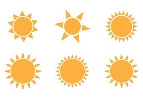 reeks van zon pictogrammen, vector illustratie zon stralen, geel zon schijnend licht stralen