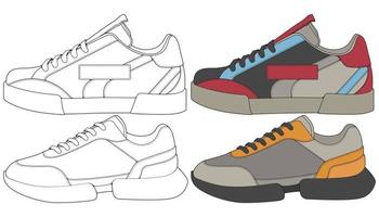 reeks uit sneaker schoen . concept. vlak ontwerp. vector illustratie. sportschoenen in vlak stijl.
