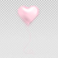 valentijnsdag dag kaart sjabloon. hart roze ballon Aan transparant achtergrond. decoraties voor Valentijnsdag dag, verjaardag, verjaardag, viering. vector illustratie