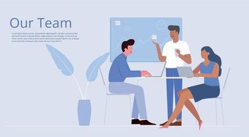 team van mensen werken en bespreken.vector illustratie van team in een vergadering of werken.zaken team. team werk vector