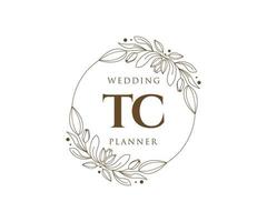 tc initialen brief bruiloft monogram logos verzameling, hand- getrokken modern minimalistisch en bloemen Sjablonen voor uitnodiging kaarten, opslaan de datum, elegant identiteit voor restaurant, boetiek, cafe in vector