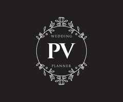 pv initialen brief bruiloft monogram logos verzameling, hand- getrokken modern minimalistisch en bloemen Sjablonen voor uitnodiging kaarten, opslaan de datum, elegant identiteit voor restaurant, boetiek, cafe in vector