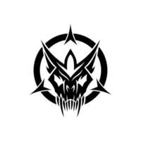 demon schedel cirkel logo ontwerp vector illustratie