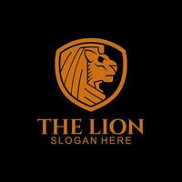 leeuw en schild vector logo ontwerp illustratie sjabloon