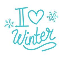 ik liefde winter belettering. winter logo en embleem voor uitnodiging, groet kaart, t-shirt, prints en affiches. hand- getrokken winter inspiratie zin. vector illustratie