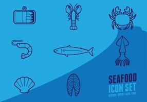 Vis en zeevruchten Outline Icon vector
