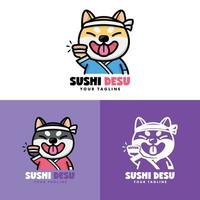 shiba inu is portie sushi logo verzameling vector