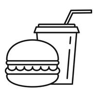 hamburger Frisdrank kop icoon, schets stijl vector