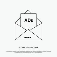 advertentie reclame e-mail brief mail lijn icoon vector