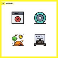 pictogram reeks van 4 gemakkelijk gevulde lijn vlak kleuren van app camping eenvoudig ui buitenshuis bewerkbare vector ontwerp elementen