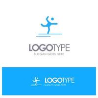 atleet gymnastiek het uitvoeren van uitrekken blauw solide logo met plaats voor slogan vector
