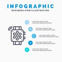 kijk maar hand- kijk maar timer onderwijs blauw infographics sjabloon 5 stappen vector lijn icoon sjabloon