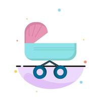 trolly baby kinderen Duwen wandelwagen vlak kleur icoon vector