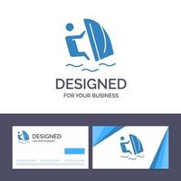 creatief bedrijf kaart en logo sjabloon surfer surfing water wind sport vector illustratie