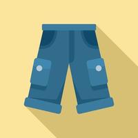 visser jeans shorts icoon, vlak stijl vector