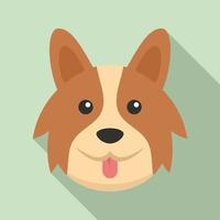 schattig corgi hond icoon, vlak stijl vector