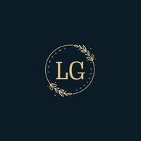 eerste lg schoonheid monogram en elegant logo ontwerp, handschrift logo van eerste handtekening, bruiloft, mode, bloemen en botanisch met creatief sjabloon. vector